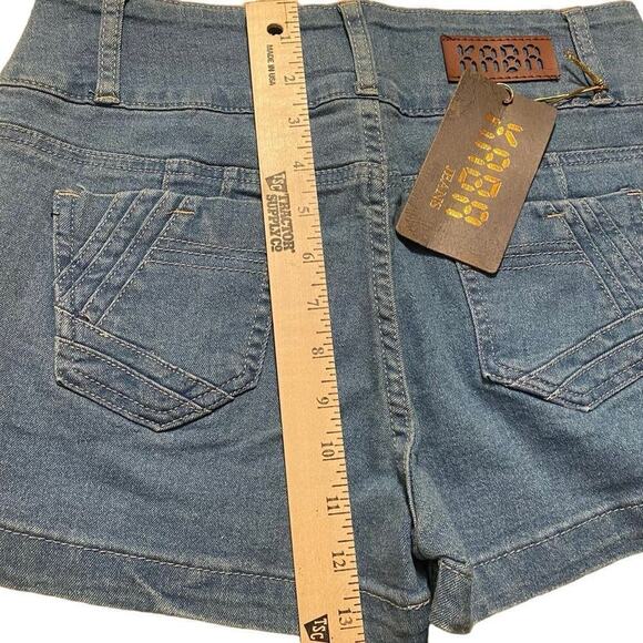KABA Women’s Distressed, Denim Shorts, Size 7, Medium Blue, Gem Buttons/Zip - Picture 10 of 12